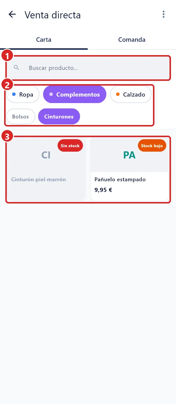 Pestaña Carta de una venta.