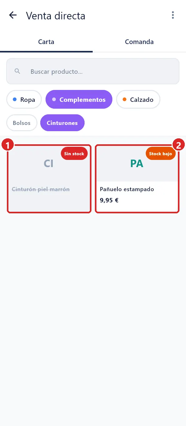 Pestaña Carta de una venta.