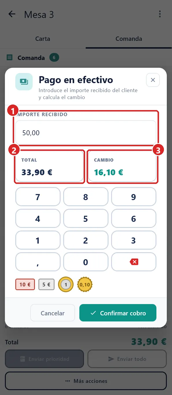 Ventana Pago en efectivo.
