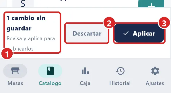 Barra de cambios pendientes.