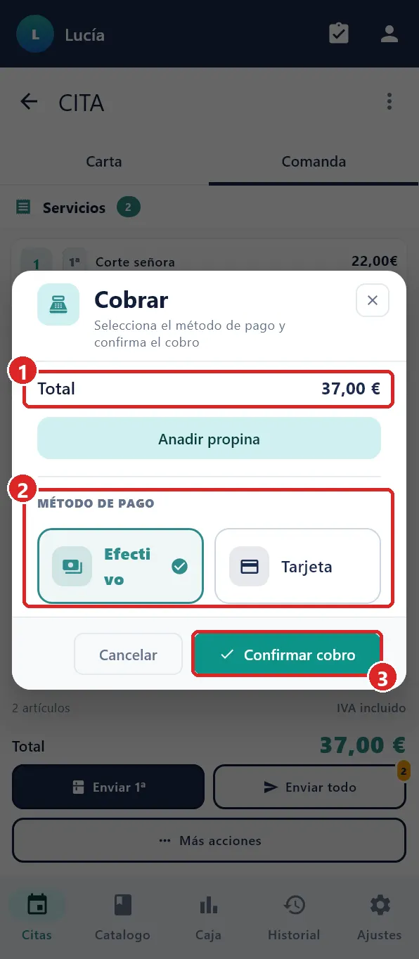 Ventana Cobrar.