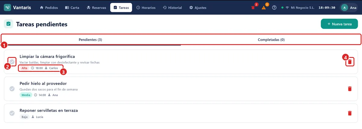 Lista de tareas.