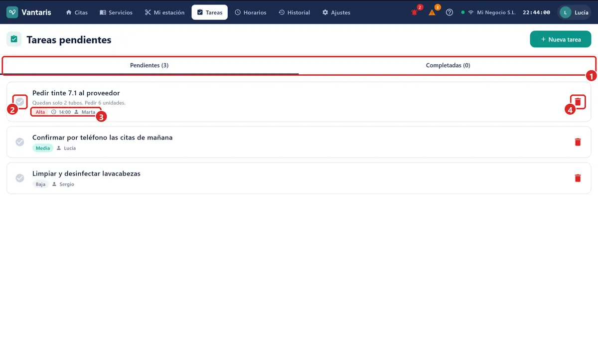 Lista de tareas.